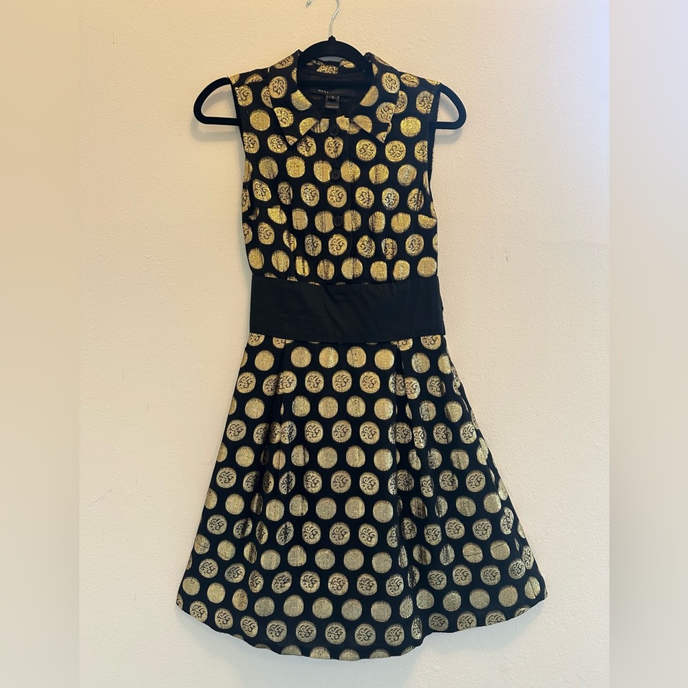 Marc Jacobs Silk Dress - Black With Gold Medallions - Size 6